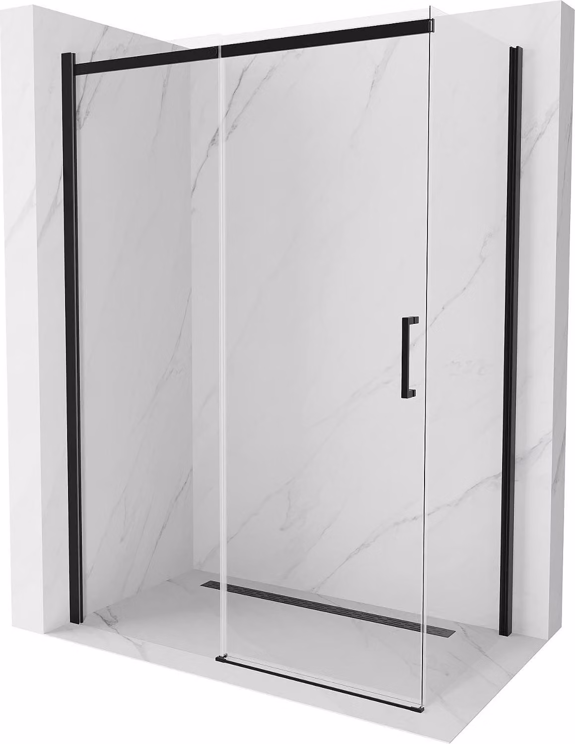 Mexen Omega cabina doccia scorrevole 160 x 80 cm, trasparente, nera - 825-160-080-70-00