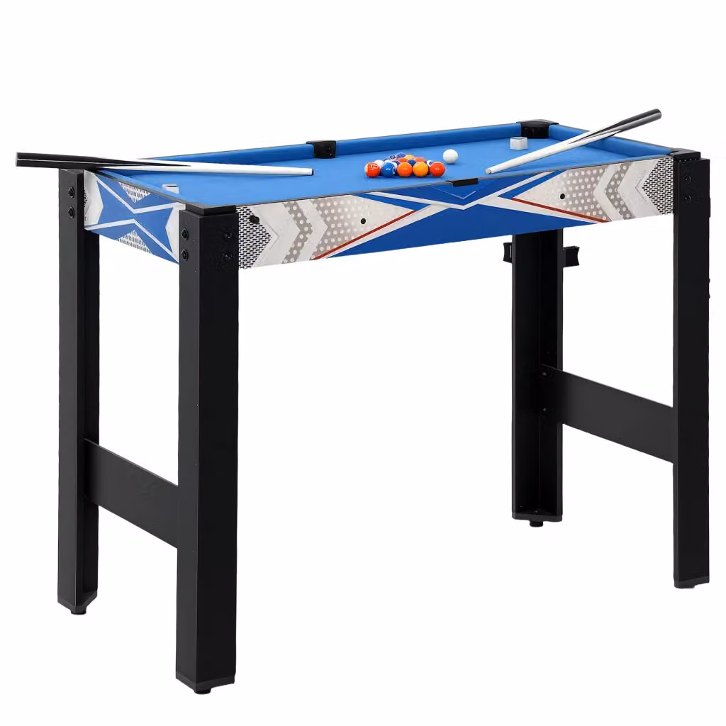 Tavolo multigioco 5 in 1 Xylo con biliardo, ping pong, hockey, basket e tiro con l'arco in MDF blu e nero – 2