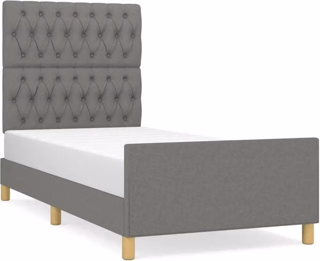 Letto singolo | Letto per adulti | Giroletto senza Materasso Grigio Scuro 100x200 cm Tessuto