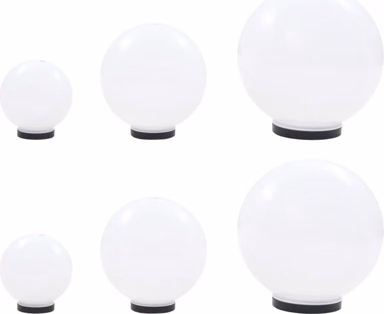 The Living Store 6 pz. Set di luci da giardino a LED sferiche 20/30/40 cm PMMA