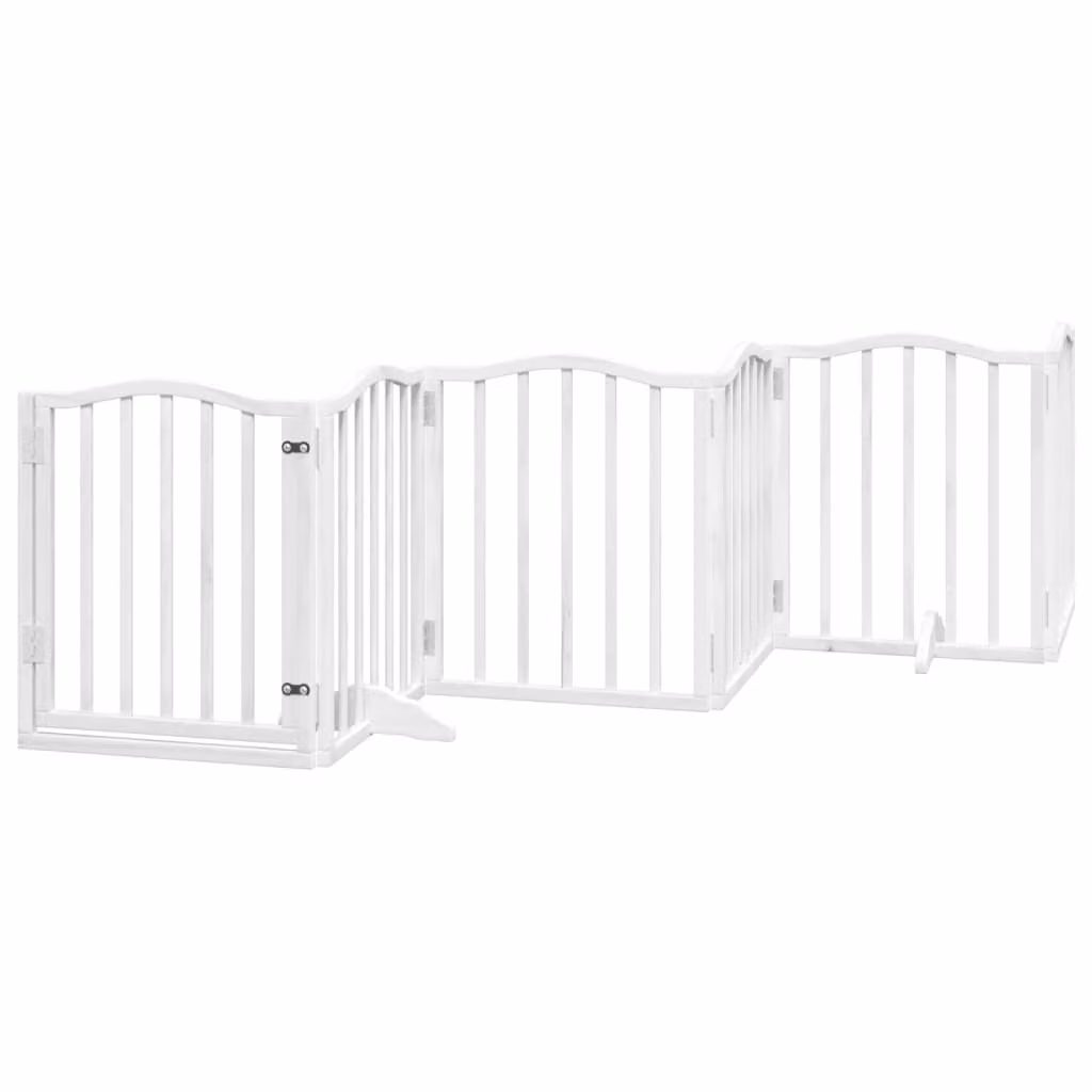 Cancello Cani Porta Pieghevole Bianco 6 Pannelli 300 cm Pioppo