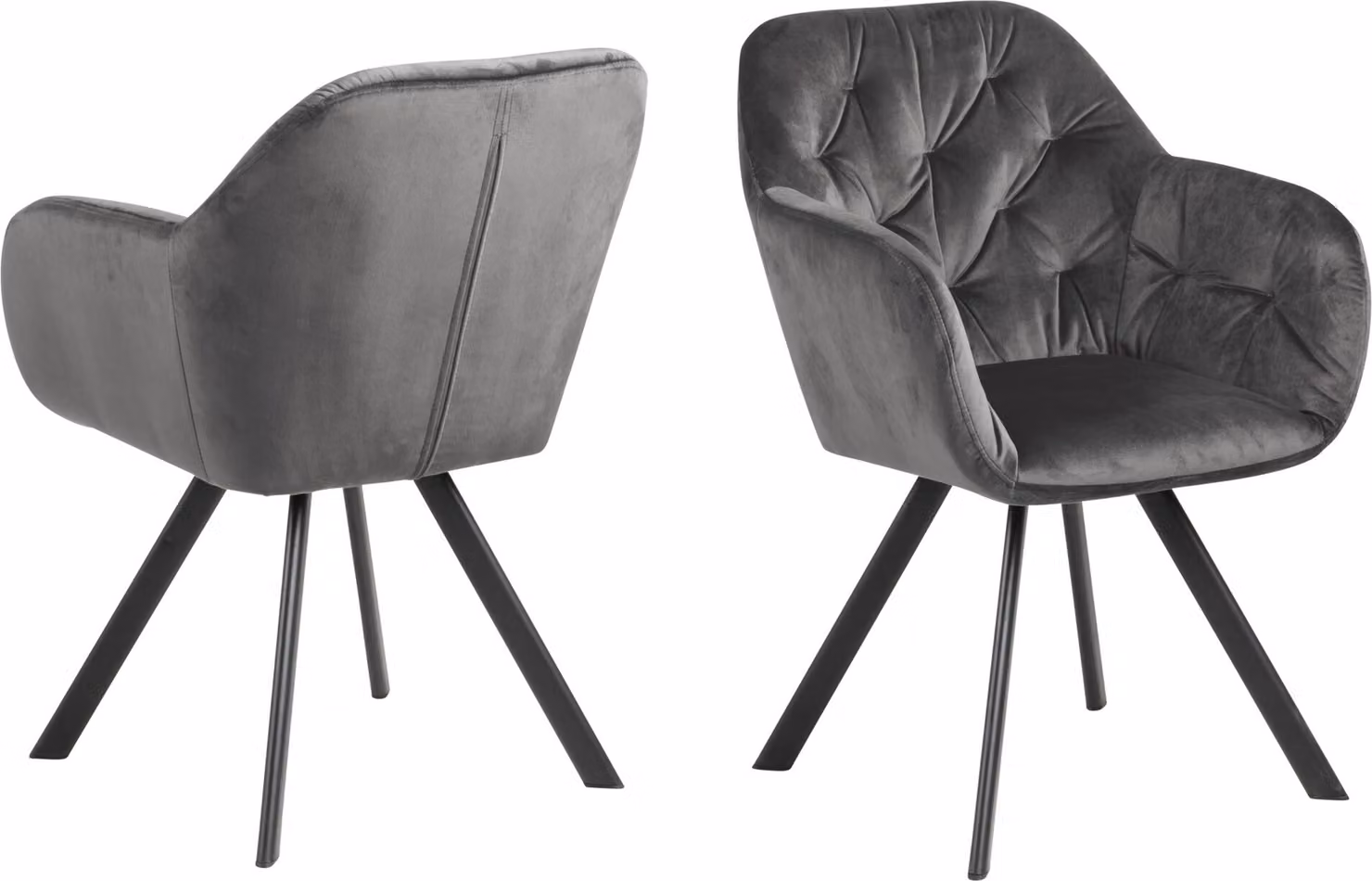 Poltrona >Lorin I< in metallo grigio scuro - 57,5x81,5x61,5 cm (LxAxP)