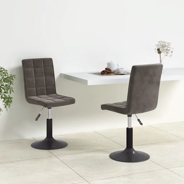 Set di 2 sedie da pranzo girevoli vidaXL in velluto grigio con base moderna