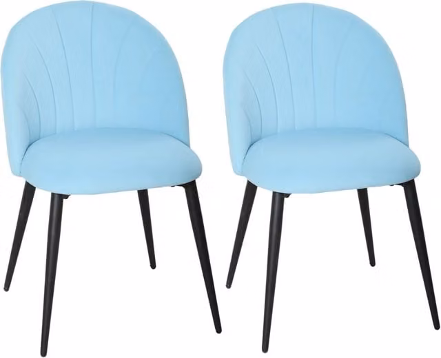 Sedia da Pranzo Imbottita Minimal in Velluto Azzurro L 52 cm x P 55 cm x H 79 cm