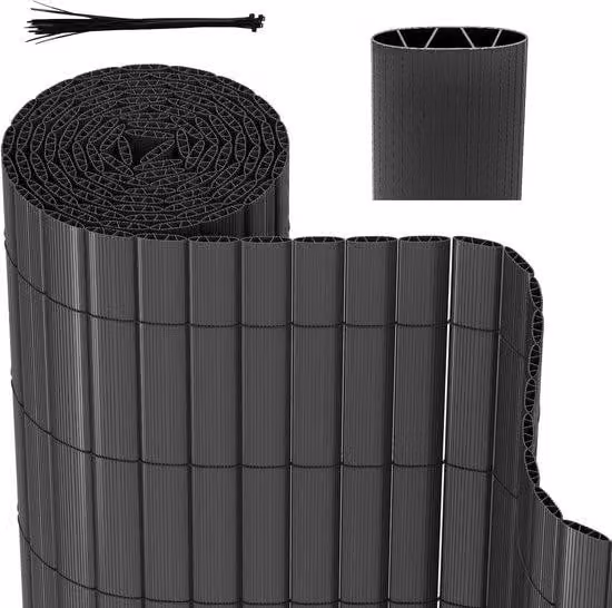 Recinzione da giardino in PVC da 3 m - Barriera a forma di W e barriera per balcone - Resistente alle intemperie e ai raggi UV - Per giardino e terrazza - Antracite