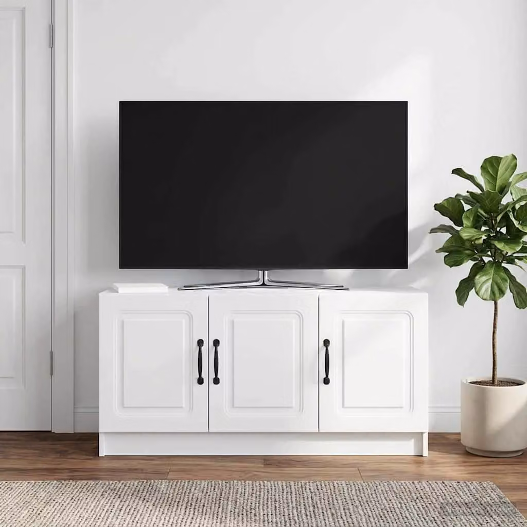 Mobile TV vidaXL Bianco in Legno ingegnerizzato e Metallo, L: 99 cm, P: 34,5 cm, H: 47 cm
