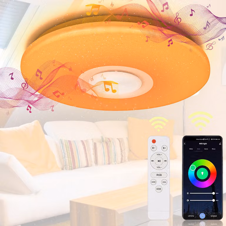 Jopassy 36W LED plafoniera lampada da soffitto Bluetooth musica soggiorno lampada altoparlante