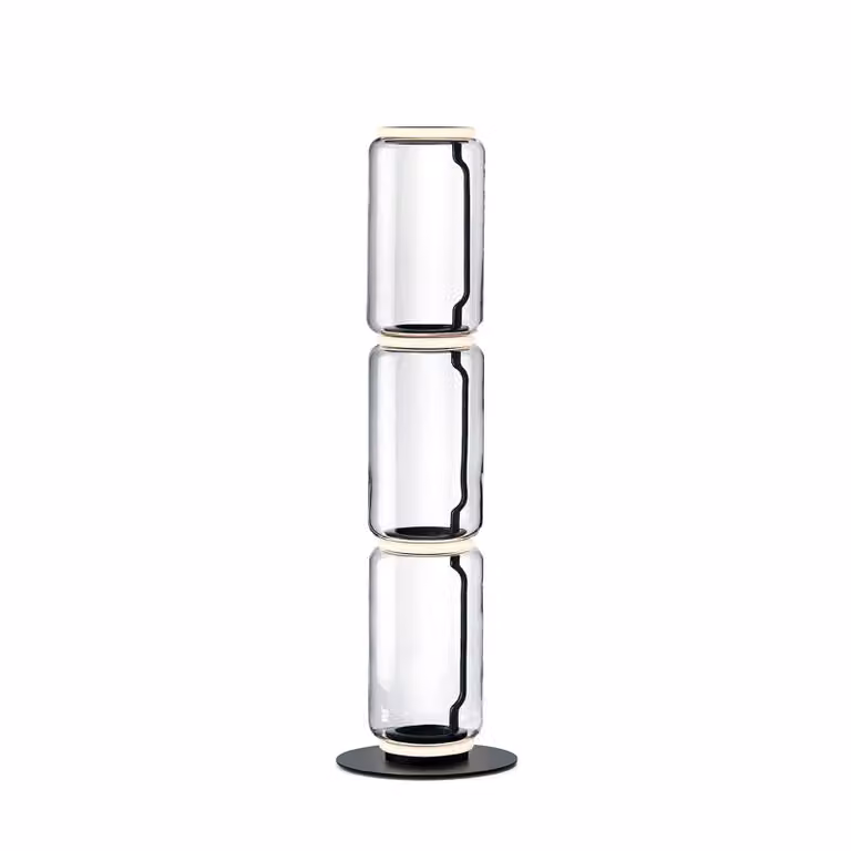 Flos - Noctambule Floor 3 Low Cylinder Small Base - Lampada da terra - Nero