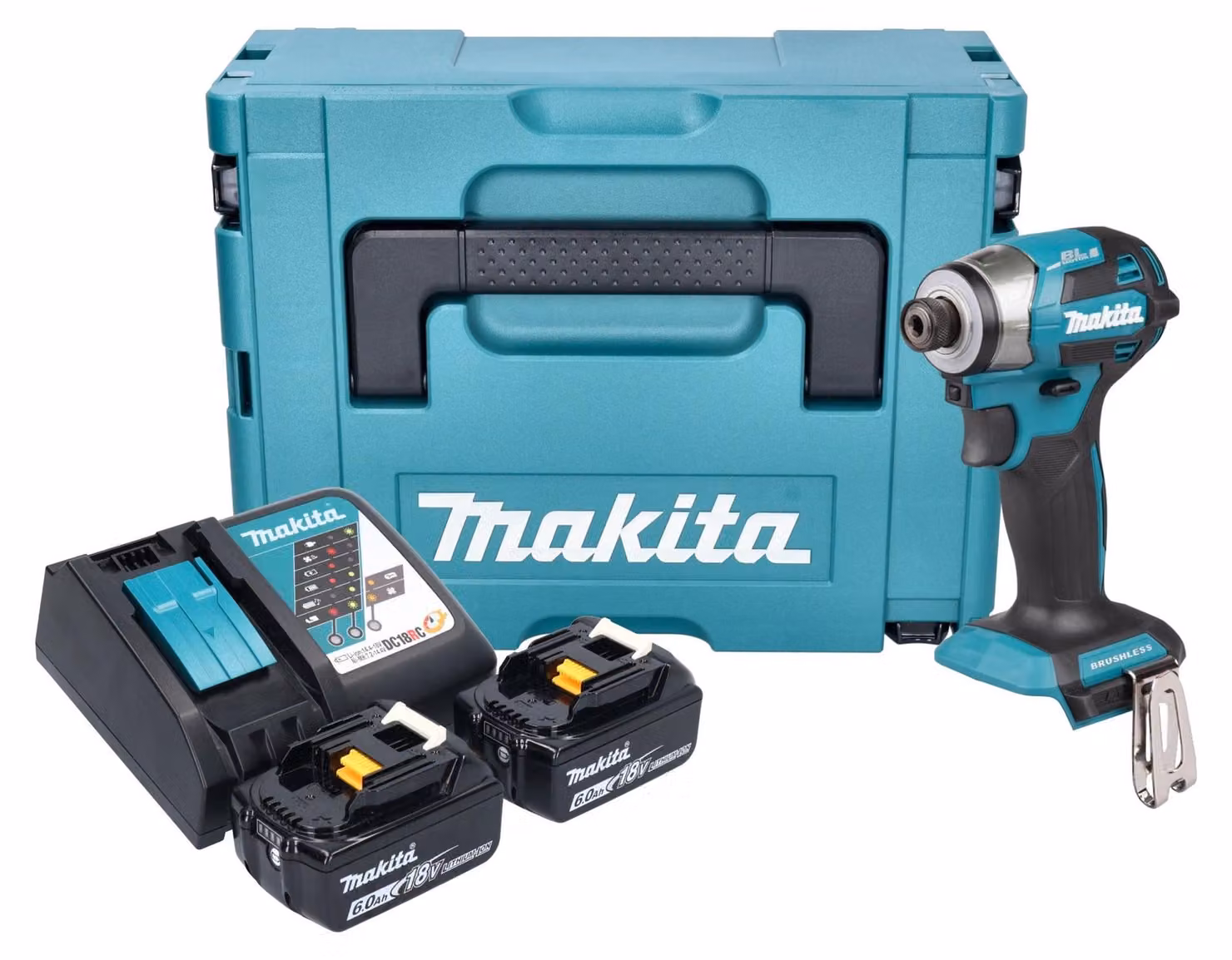 Avvitatore a impulsi a batteria Makita DTD 173 RGJ 18 V 180 Nm 1/4" brushless + 2x batteria ricaricabile 6,0 Ah + caricabatterie + Makpac