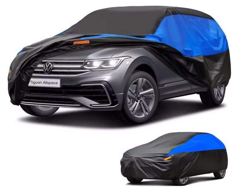 Copertura impermeabile e traspirante per auto, compatibile con VW Tiguan Allspace (2016-2024), disponibile nei colori nero e blu