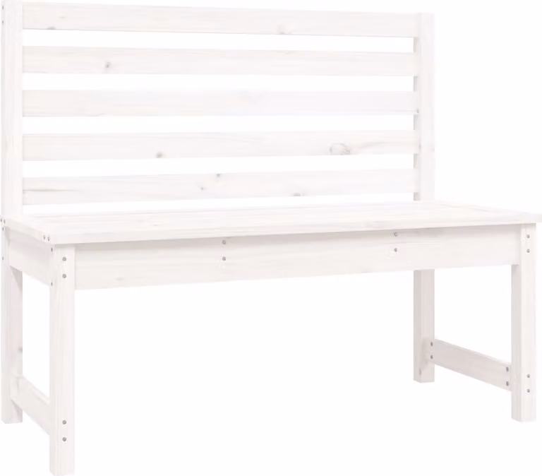 Panca da Giardino Bianca 109 cm in Legno Massello di Pino