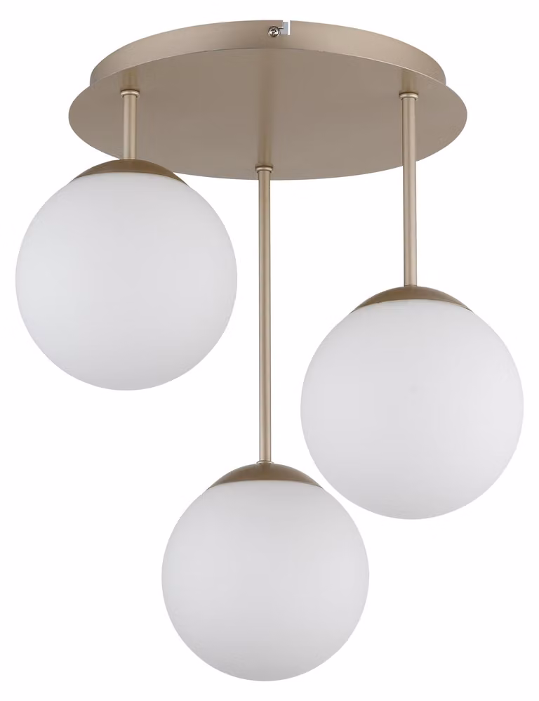 Lampada a soffitto HARMON, metallo e vetro, color champagne, 3 luci, altezza 40 cm