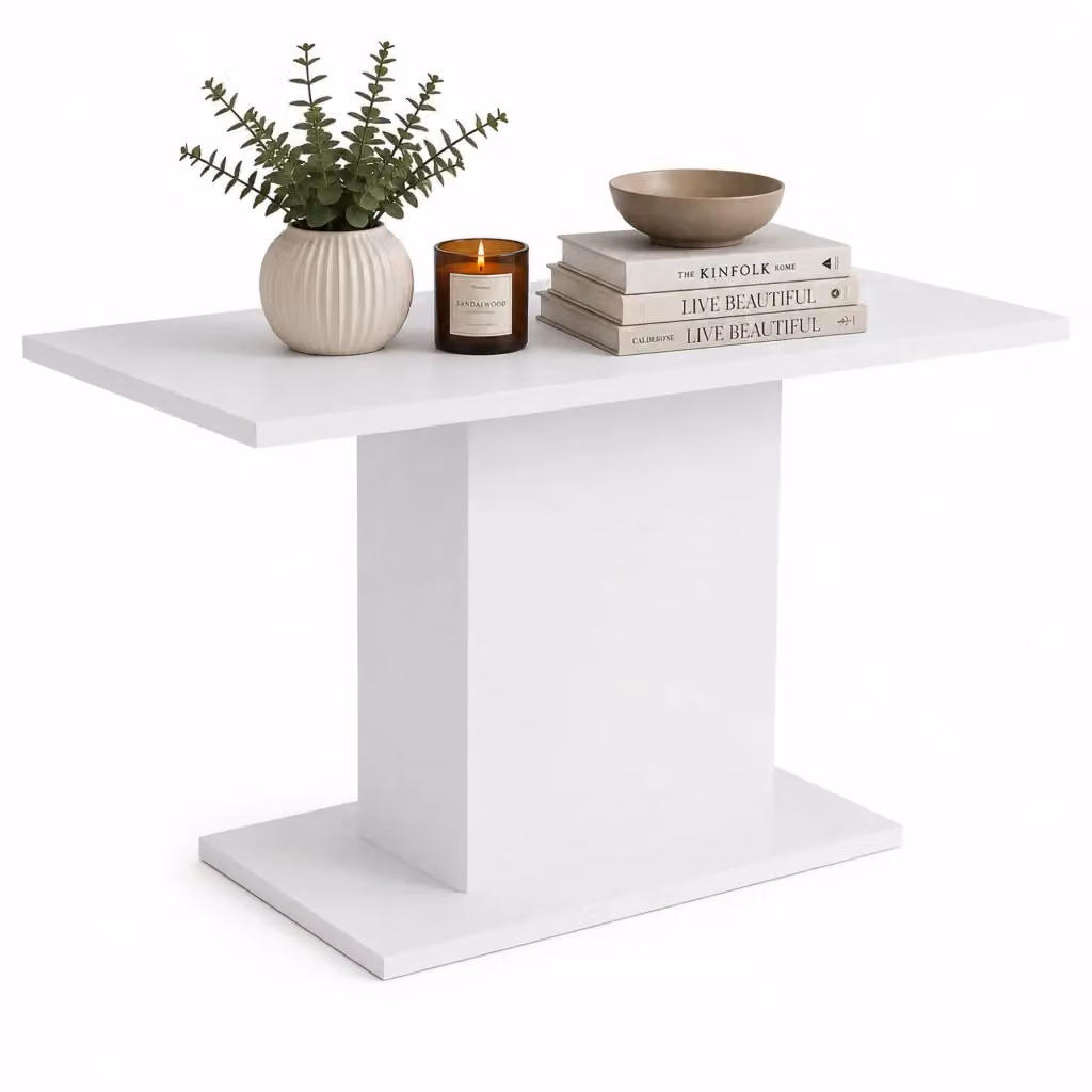 Tavolo da pranzo fisso Litarari DMORA per 6 persone, Bianco, L: 138 cm, P: 80 cm, H: 74 cm – 2