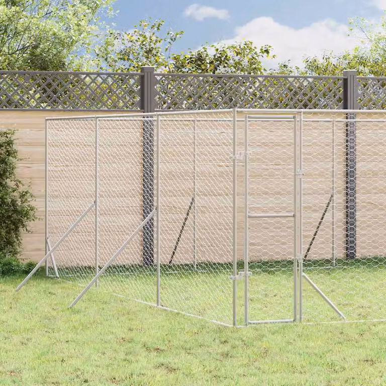 Cuccia per cani da esterno vidaXL in acciaio zincato argento L: 6 m, P: 6 m, H: 2 m