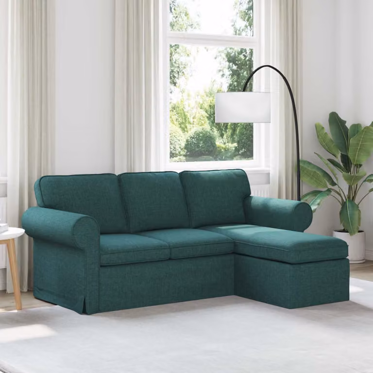 Divano ad L moderno vidaXL in tessuto verde con struttura in metallo L/P/H: 195 x 138 x 80 cm
