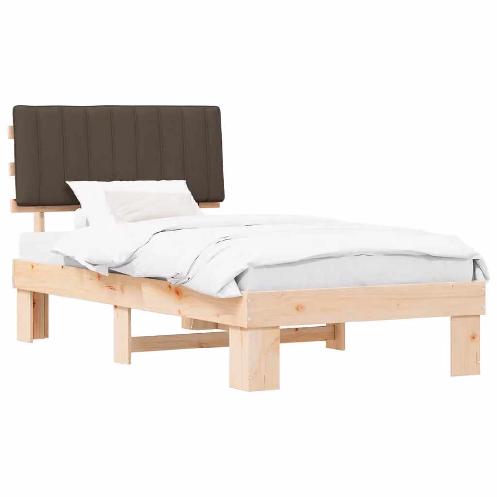 Letto con Testiera Rivestita in Tessuto Beige o Grigio vidaXL in Pino Massello L/P/H: 100 x 200 cm – 2
