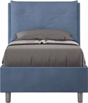 Letto imbottito Singolo 80x200 cm Appia - Con rete,Microfibra,Blu