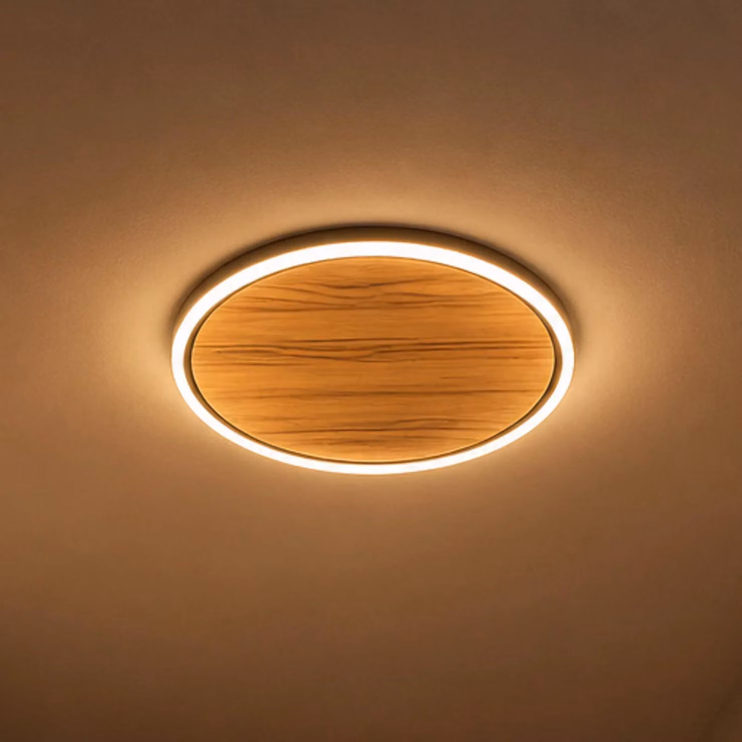 Elobra Plafoniera soffitto Havana S, dimmerabile, Legno scuro, Soggiorno / Sala da pranzo, Legno, Plafoniera