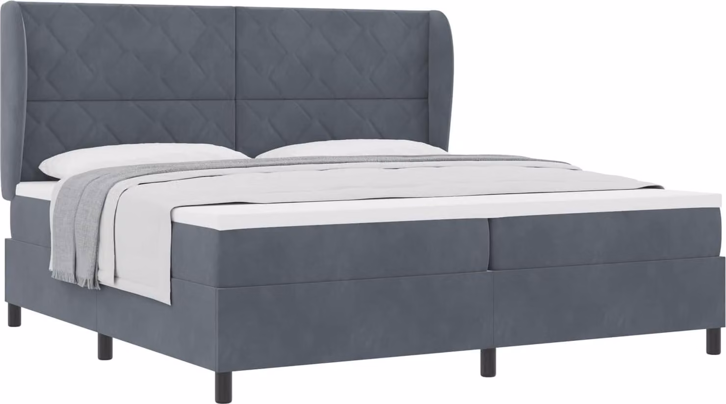 Letto boxspring con materasso grigio scuro 200 x 200 cm poliestere