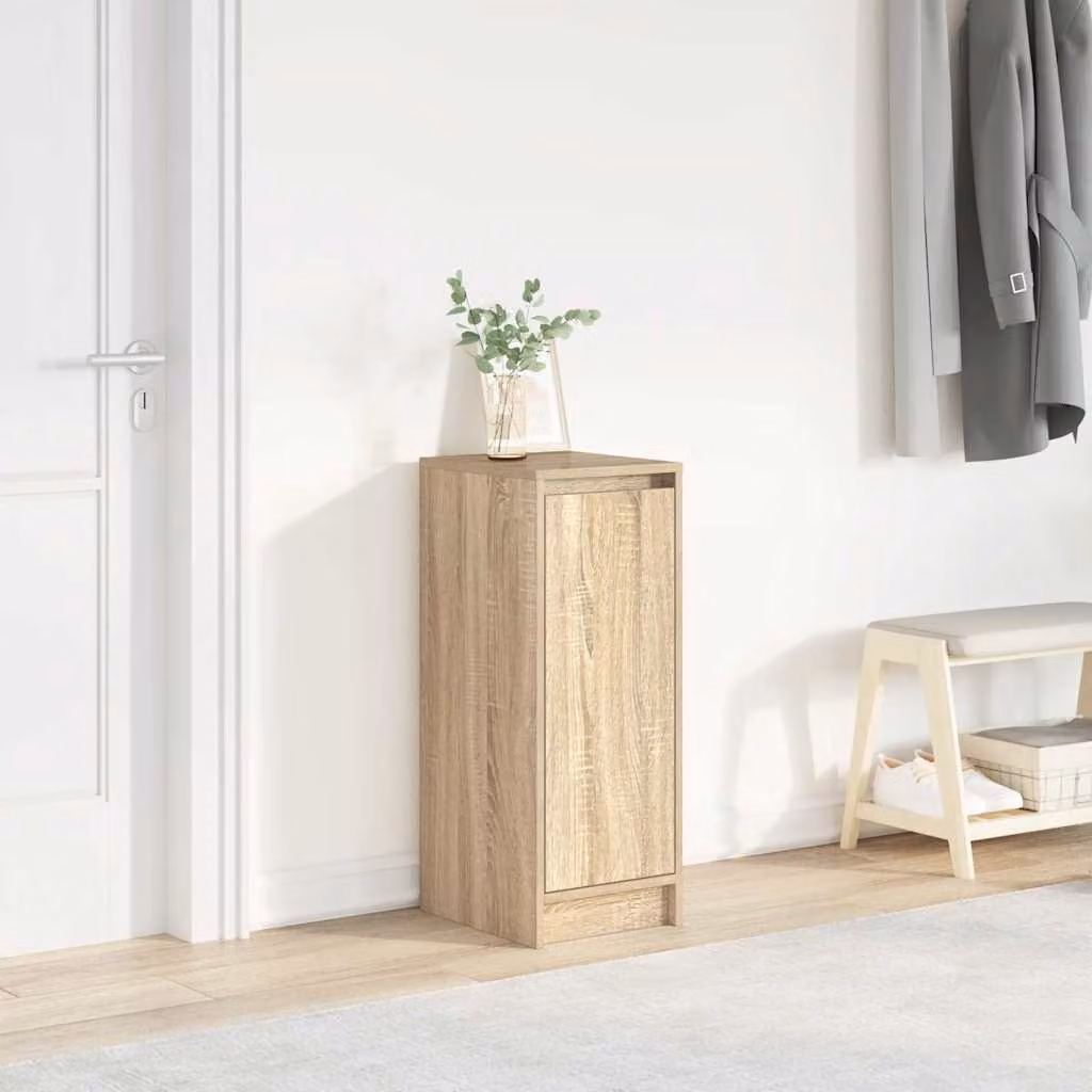 Scarpiera a parete vidaXL in legno Rovere Sonoma marrone con ante a battente e ripiani interni L/P/H: 29,5 x 34 x 76 cm