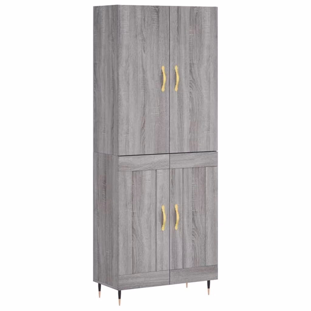 Credenza Grigio Sonoma 69,5x34x180 cm in Legno Multistrato