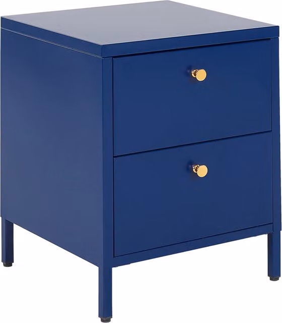 Comodino in metallo blu design industriale BELIANI con 2 cassetti per camera da letto L/P/H: 43 x 40 x 55 cm – 1