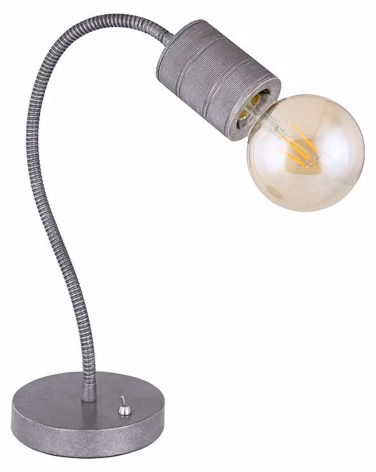 Lampada da tavolo, metallo, argento, alluminio, faretto mobile, H 59 cm
