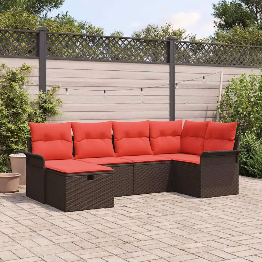 Set Divano da Giardino vidaXL 6 pz in Rattan con Struttura in Acciaio e Cuscini Inclusi