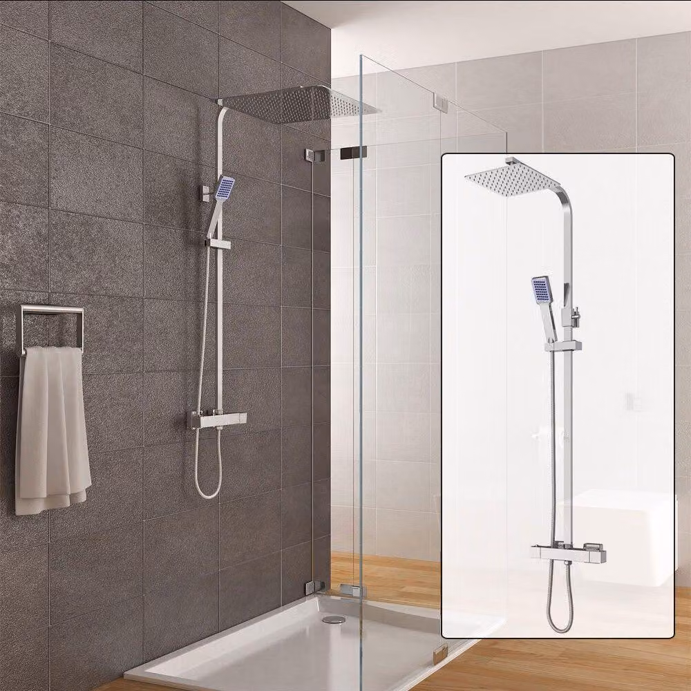 Doccia a pioggia termostatica - Set doccia - Doccetta manuale - Soffione doccia - Miscelatore per doccia - Soffione doccia a pioggia da 40x40 cm