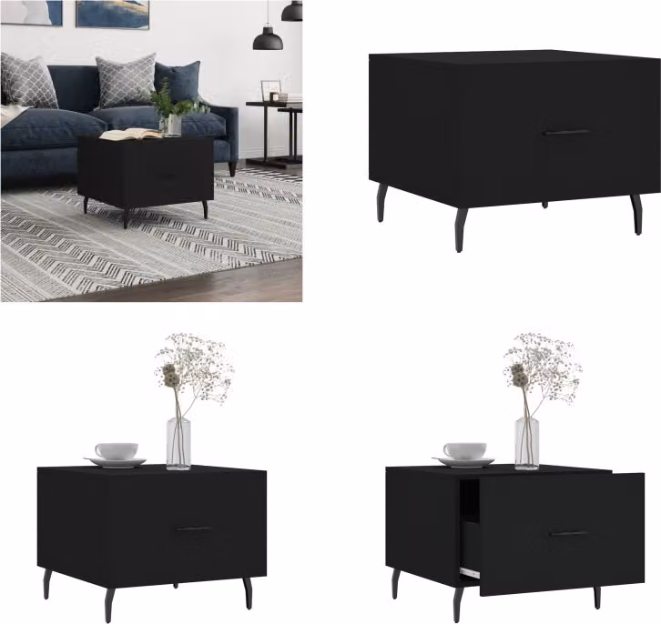 vidaXL Tavolino nero 50x50x40 cm in legno - Tavolino - Tavolini - Tavoli laterali - Tavoli laterali