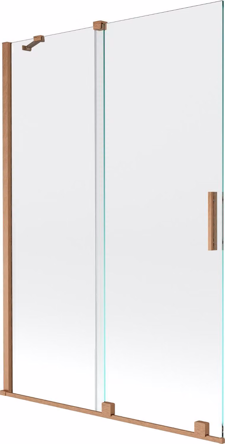 Mexen Velar paravento vasca da bagno a 2 ante scorrevoli 120 x 150 cm, trasparente, rame spazzolato - 896-120-000-01-65