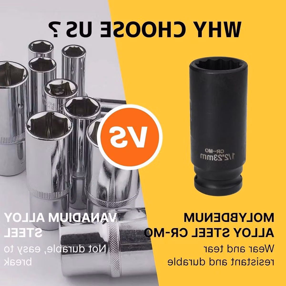 Chiave dinamometrica da 23 mm, attacco da 1/2 pollice, a 12 lati, con perno di impatto in acciaio cromo-molibdeno, ideale per uso professionale, resistente e robusta