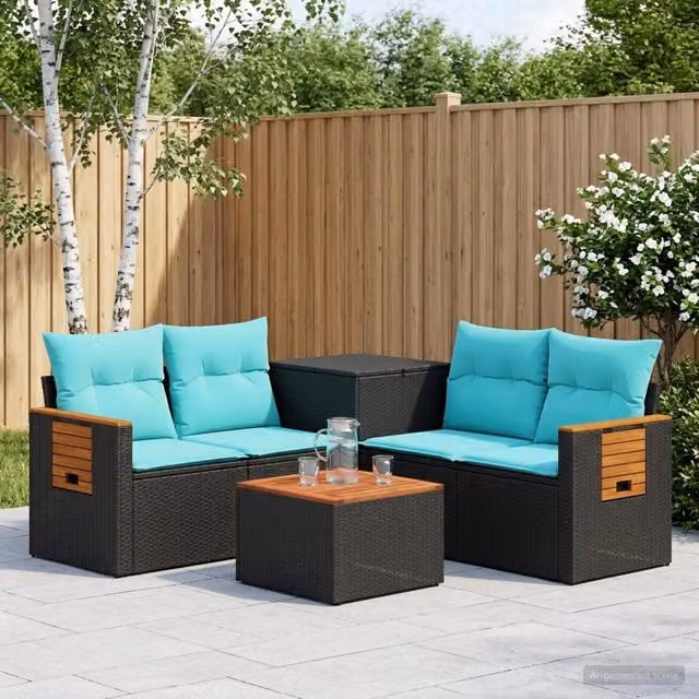 Set di divani 6 pz Nero e Blu 55 x 55 x 37 cm 3447660