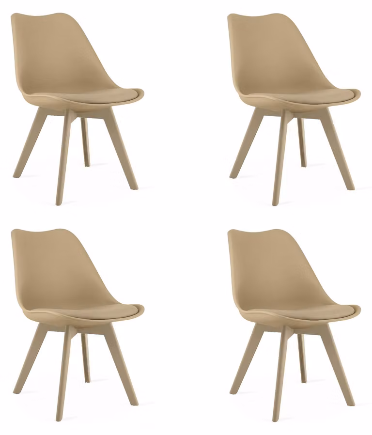 Sedia MARK beige scuro con cuscino in ecopelle per cucina sala da pranzo x4