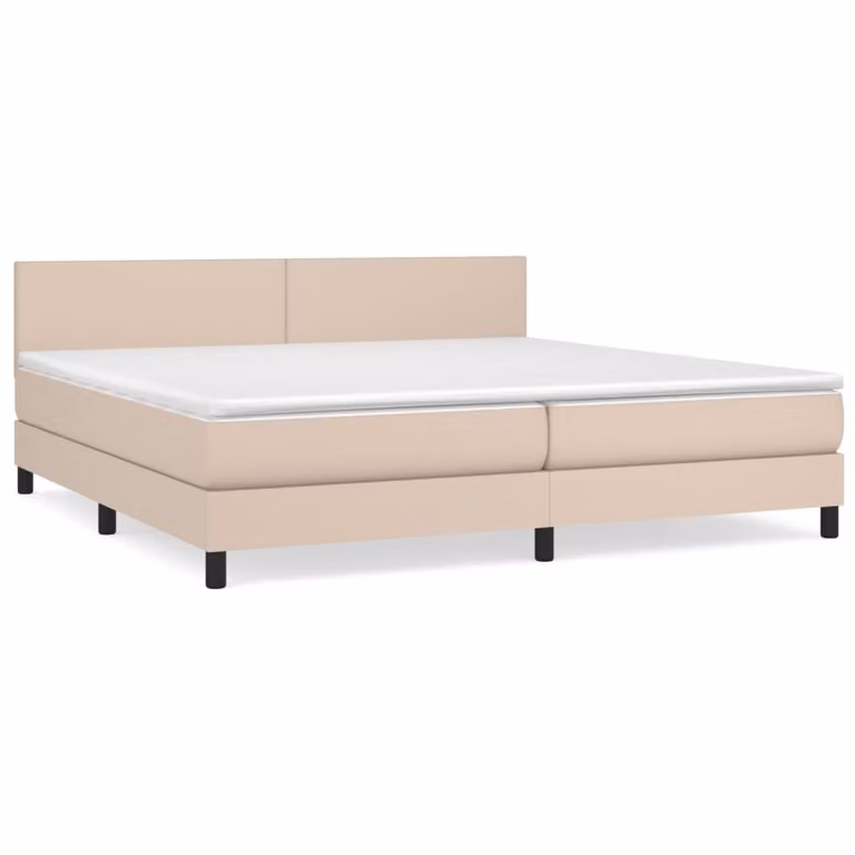 Giroletto a Molle con Materasso Cappuccino 200x200cm Pelle finta
