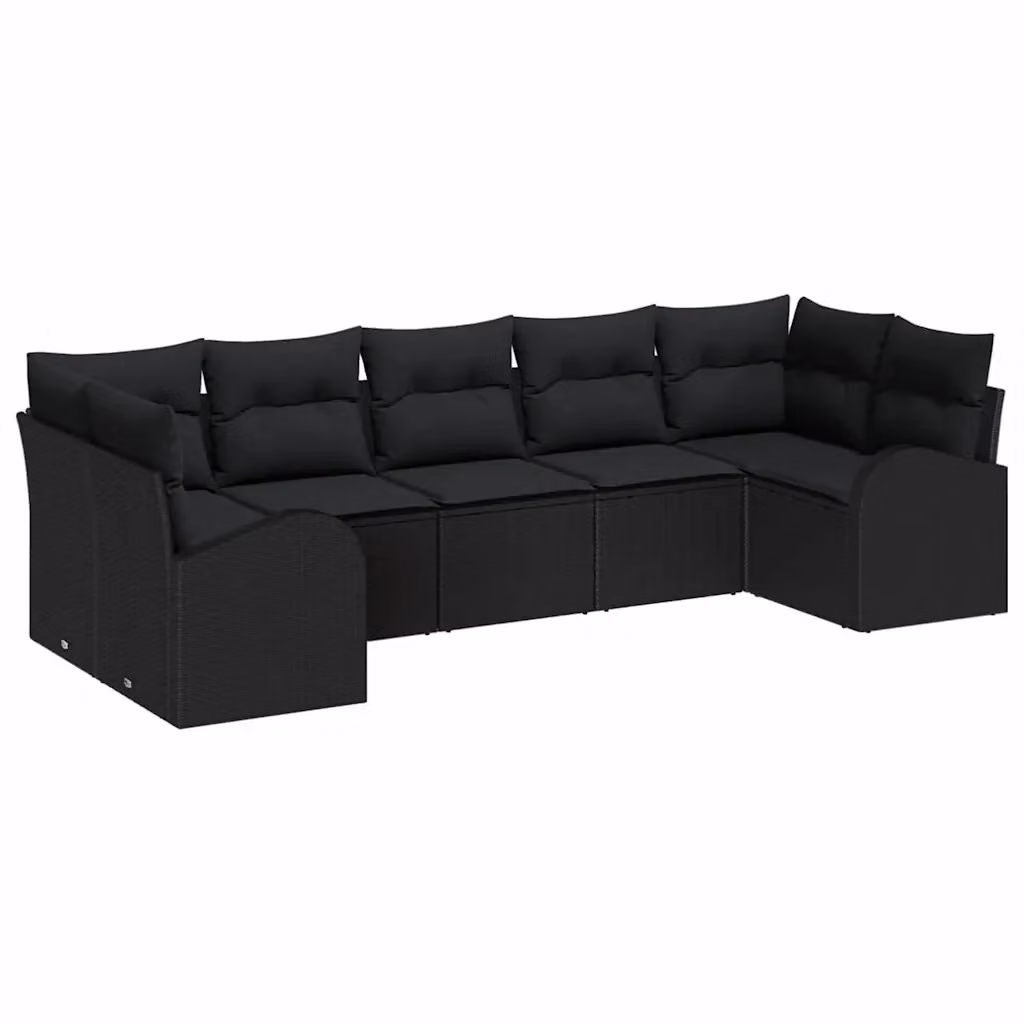 Set Divano da Giardino a L vidaXL in Polyrattan Nero con Cuscini e Struttura in Acciaio – 2