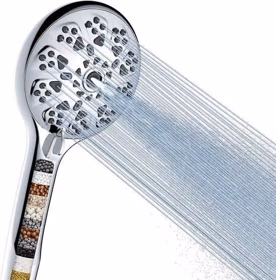 Ibenzoa® Soffione multifunzione con filtro intercambiabile, 9 tipi di getto, acciaio inossidabile e polimero, contro odori, impurità e metalli pesanti