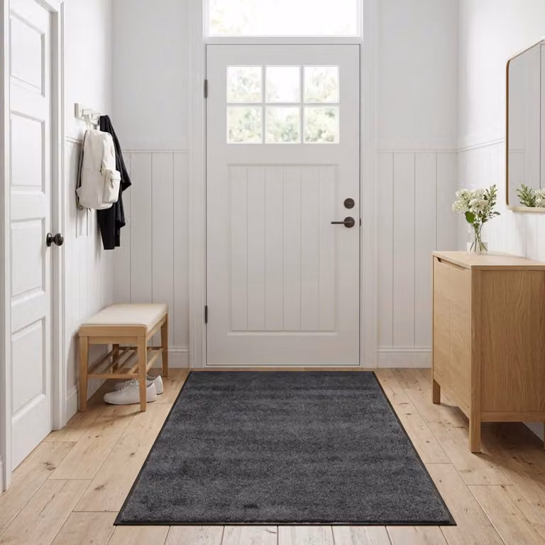 Tappetino vidaXL Grigio Moderno in Poliammide e PVC, Antiscivolo e Lavabile in Lavatrice, L: 400 cm, P: 120 cm, H: 0,7 cm