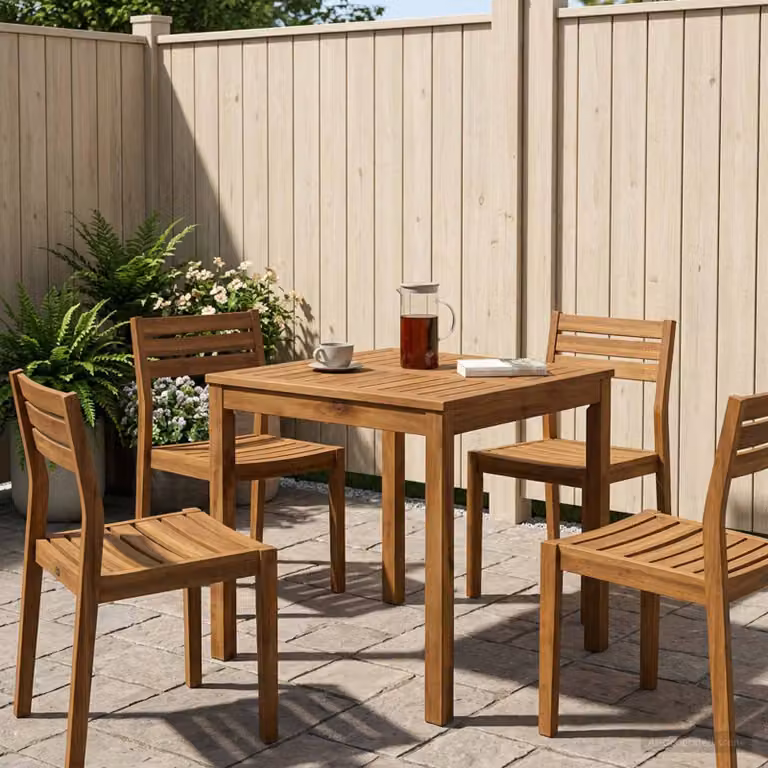 vidaXL Tavolo da cena da giardino in legno di acacia marrone L/P/H: 60 x 60,5 x 75 cm