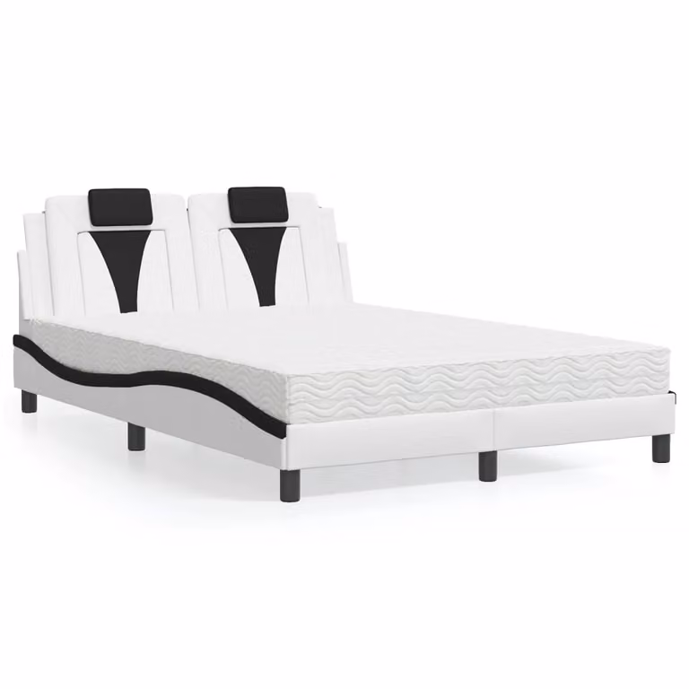 Letto Viana vidaXL con Materasso in Similpelle Bianco e Nero L/P/H: 140 x 200 cm