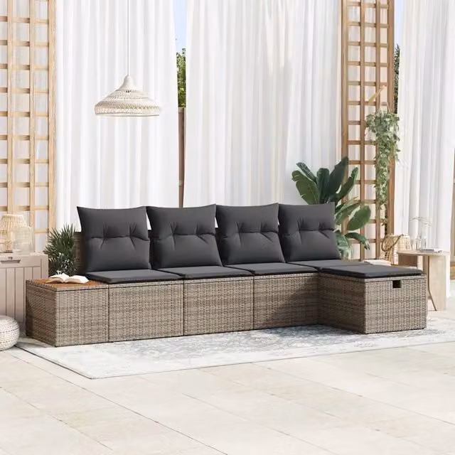 Set Divano da Giardino 6 pz Grigio polyrattan 3360953