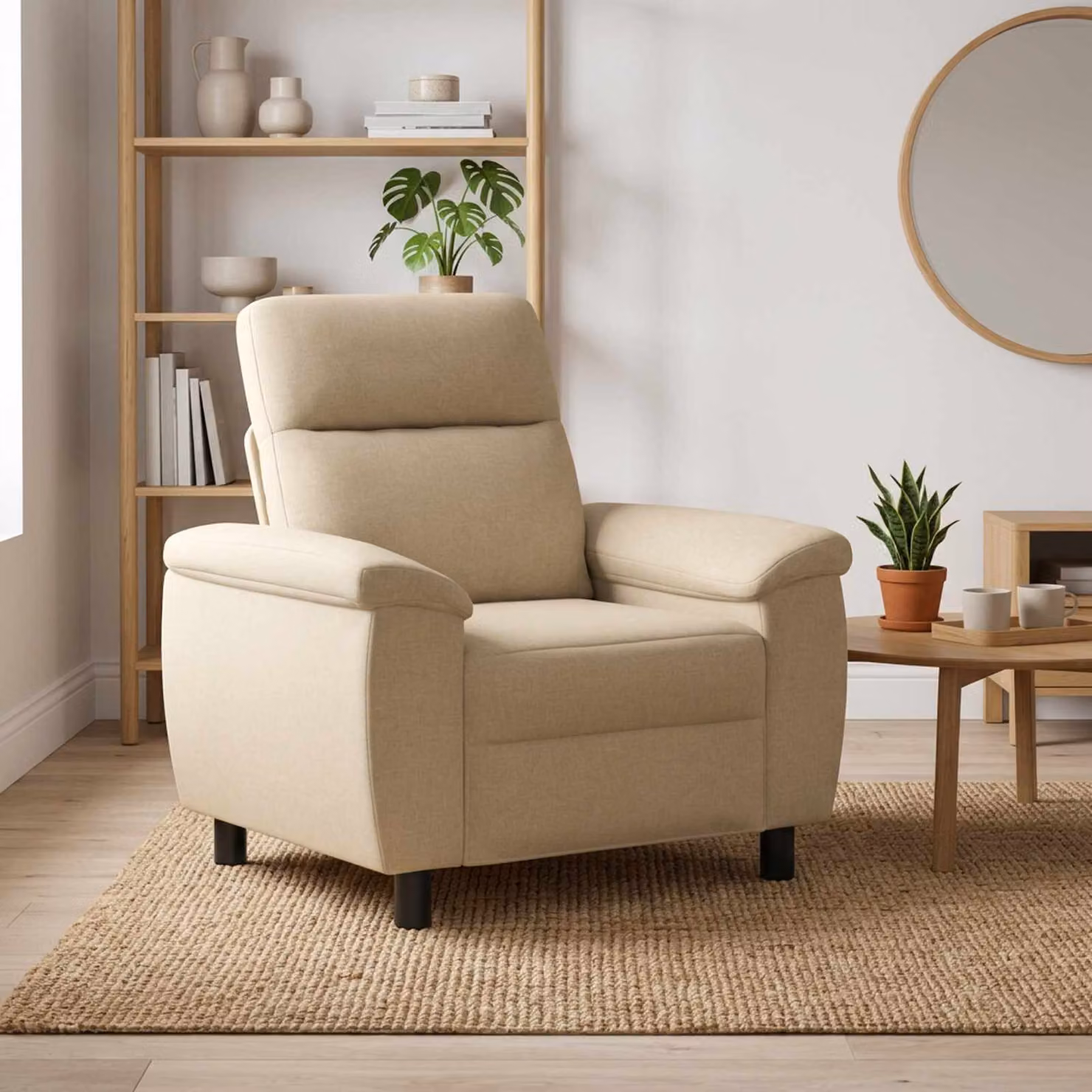 Divano moderno vidaXL in tessuto beige L/P/H: 95 x 90 x 95 cm