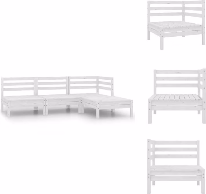 vidaXL set salotto da giardino 4 pezzi in pino massiccio bianco - Set di mobili da giardino