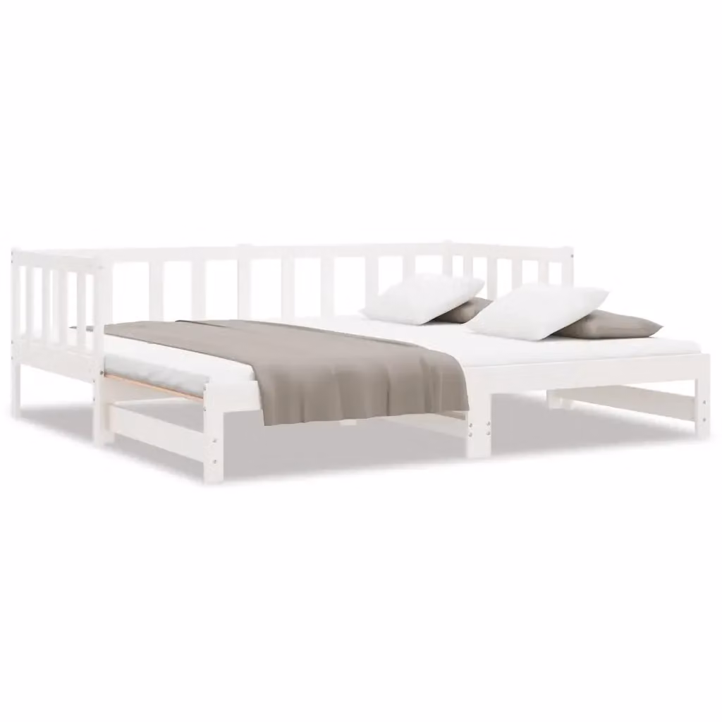 vidaXL Dormeuse Estraibile Bianca in Legno Massello di Pino per Adulti, 2x 90x200 cm – 2