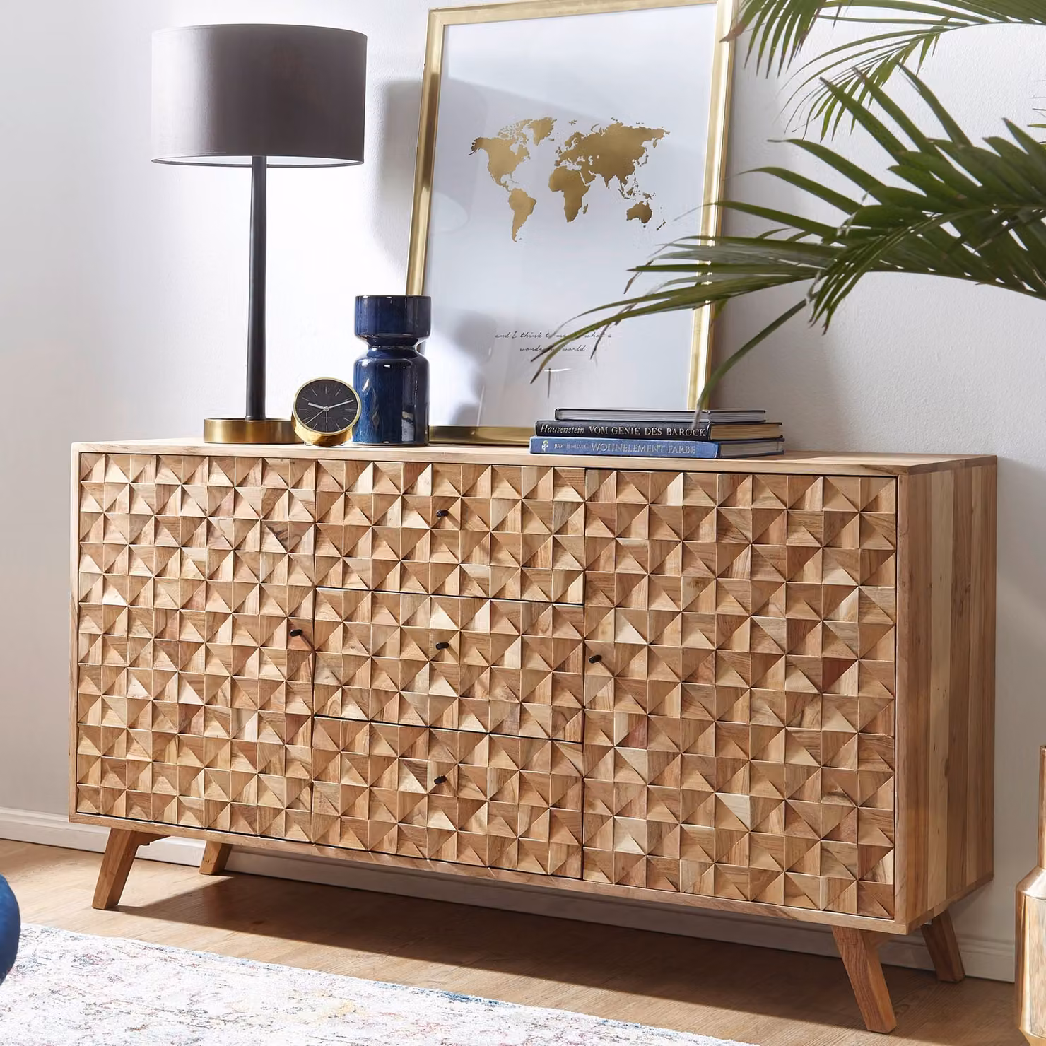 Credenza REWA 140x78,5x40 cm Credenza in legno massiccio di acacia