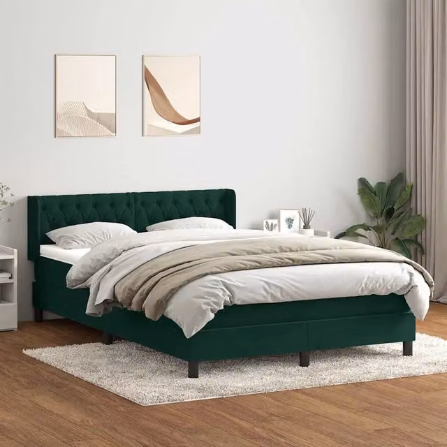 Giroletto a Molle con Materasso Verde Scuro 160x220 cm Velluto 3318414