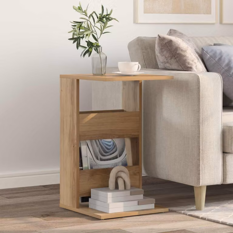 vidaXL Tavolo laterale moderno in rovere marrone L: 40 cm, P: 35 cm, H: 60,5 cm