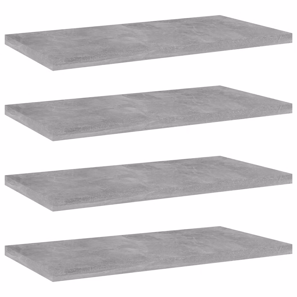 Set di 4 ripiani per libreria vidaXL in legno multistrato, colore grigio cemento, L 40 cm x P 20 cm x H 1,5 cm