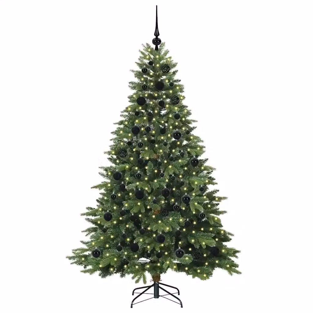 Albero di Natale artificiale moderno vidaXL verde con 300 LED luce bianca calda in PE e PVC, Altezza: 180 cm – 2