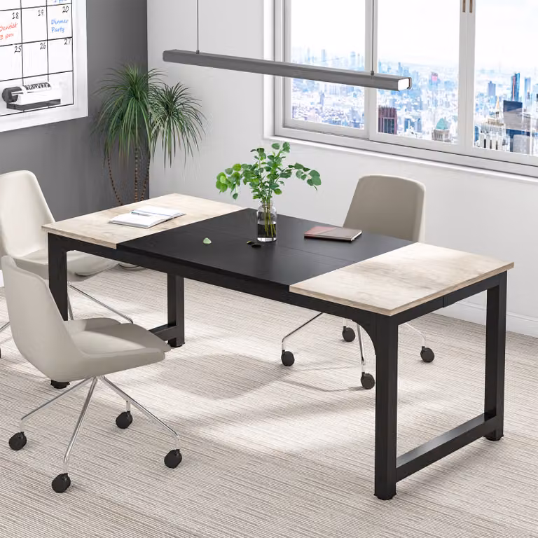 Tribesigns scrivania scrivania per computer 160 x 80 x 75 cm tavolo per PC tavolo da lavoro tavolo da pranzo in nero, scrivanie, tavolo da conferenza, grigio